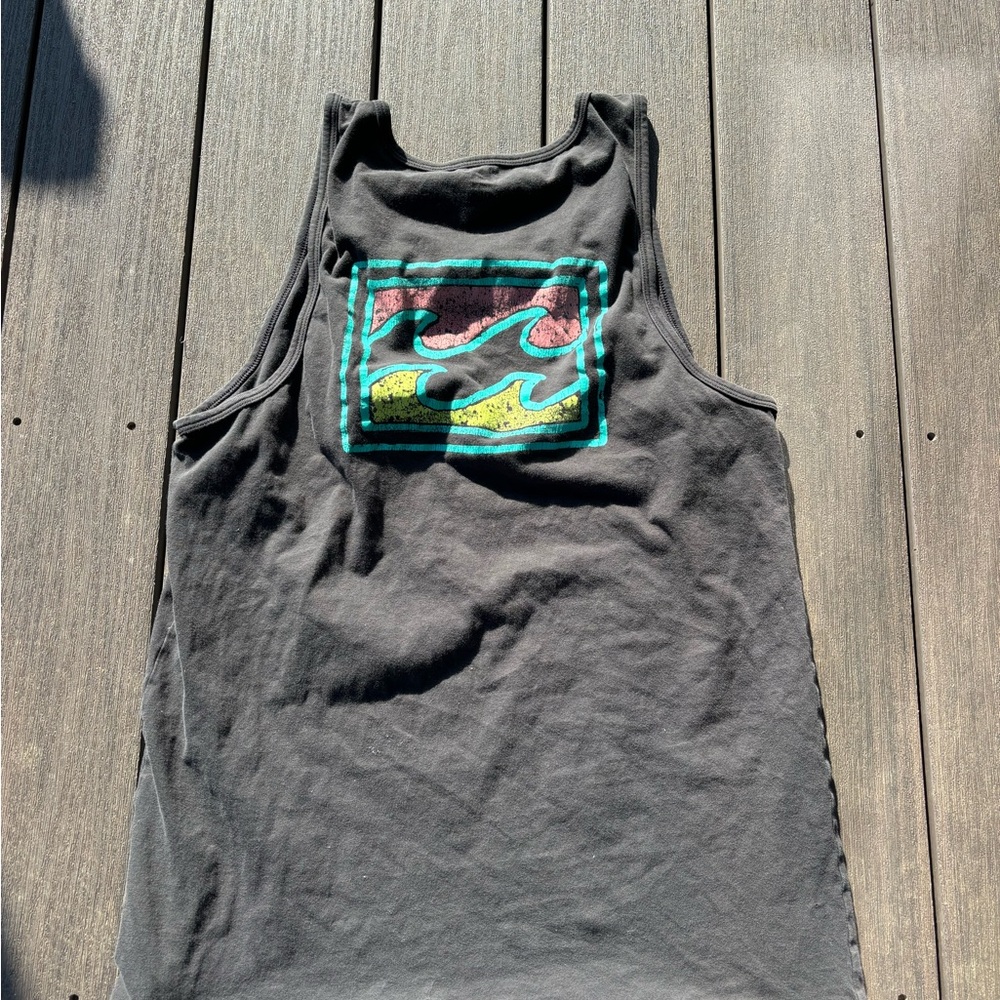 Billabong Black Tank Top with Multicolor Logo